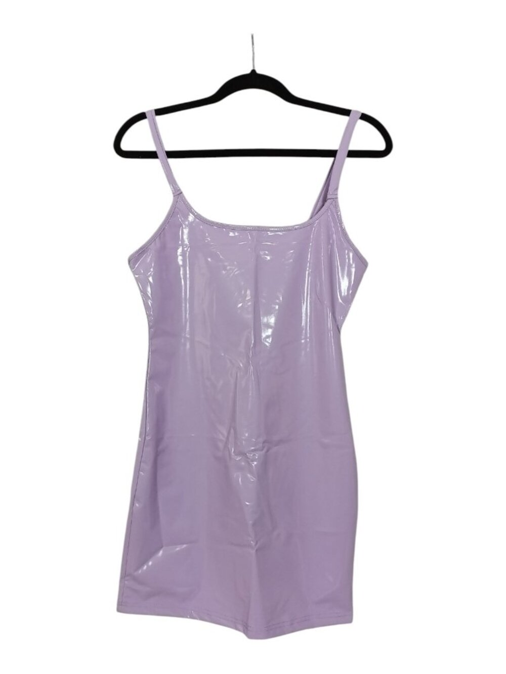 Faux Leather Mini Dress Size M Lavender Purple Spaghetti Strap Bodycon PU Short